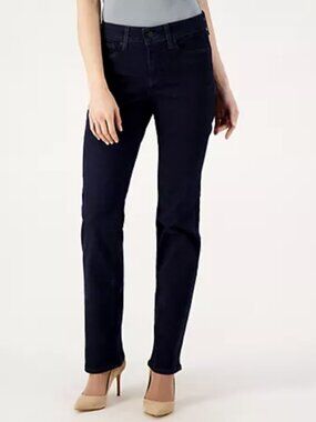 NYDJ Marilyn Straight Denim Dark Wash Jeans Size 6 Lift Tuck Technology Stretch